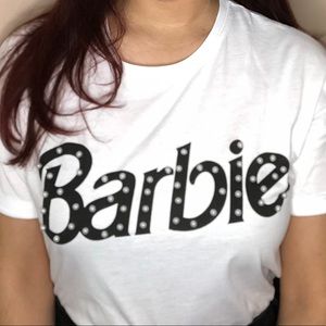 White oversized Barbie Tee